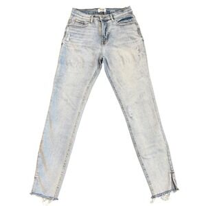 Kensie Jeans Kelsey High Rise Skinny Light Wash Distressed Ankle Jeans Size 4 27